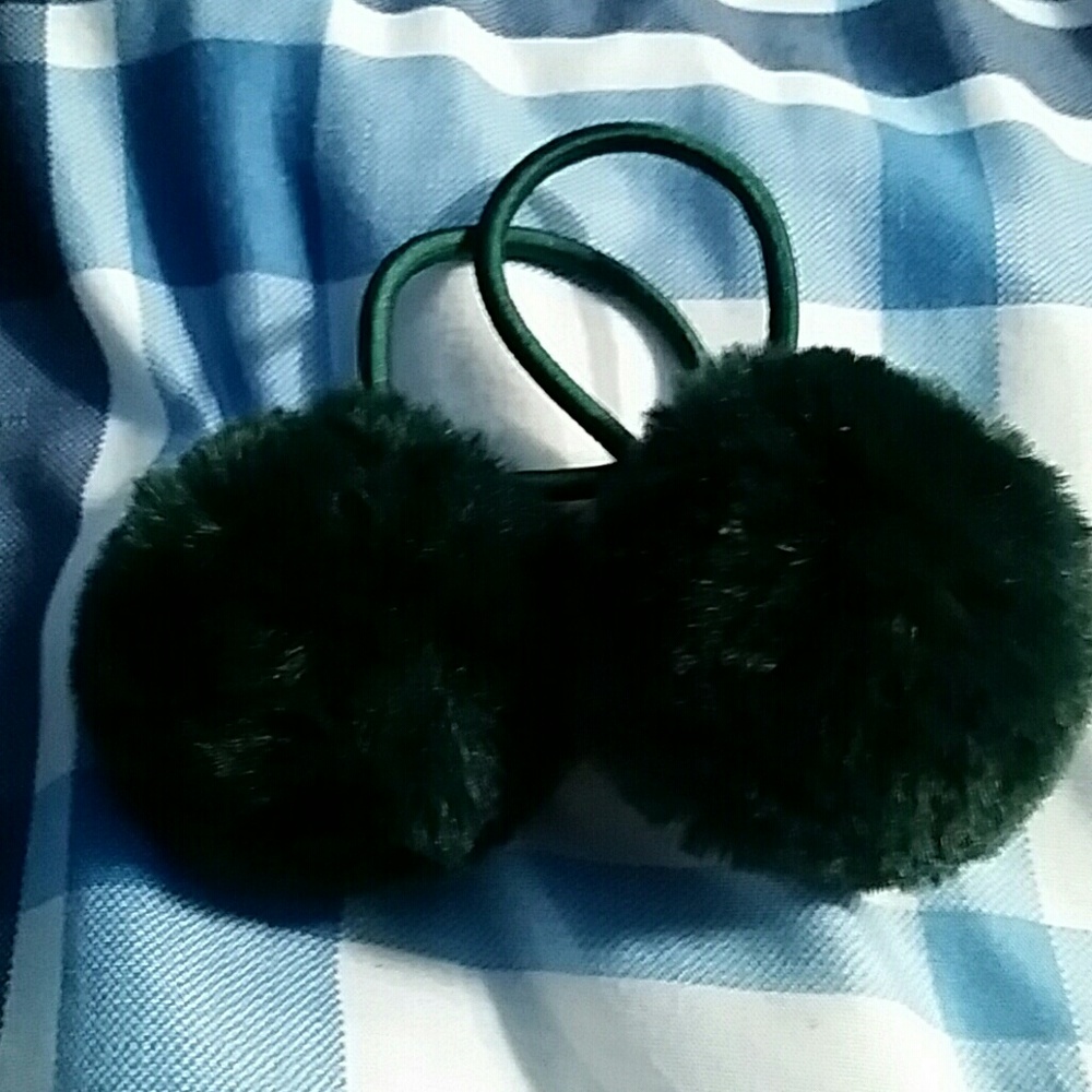 Deep forest faux fur hair ties